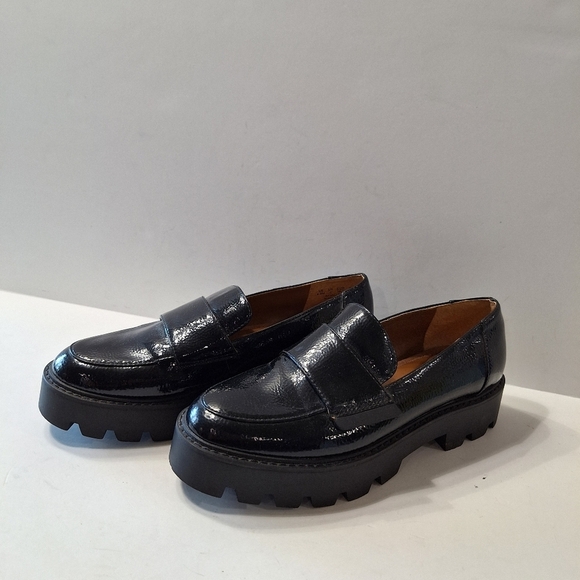 Franco Sarto Black Whimsigoth Platform Lug Sole Penny Loafers Size 6.5 - Picture 2 of 9